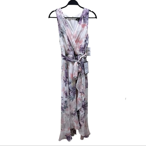 Women’s SLNY Floral Sleeveless V-Neck Maxi Dress Tie Wrap - Size 12 - NWOT - Picture 4 of 6